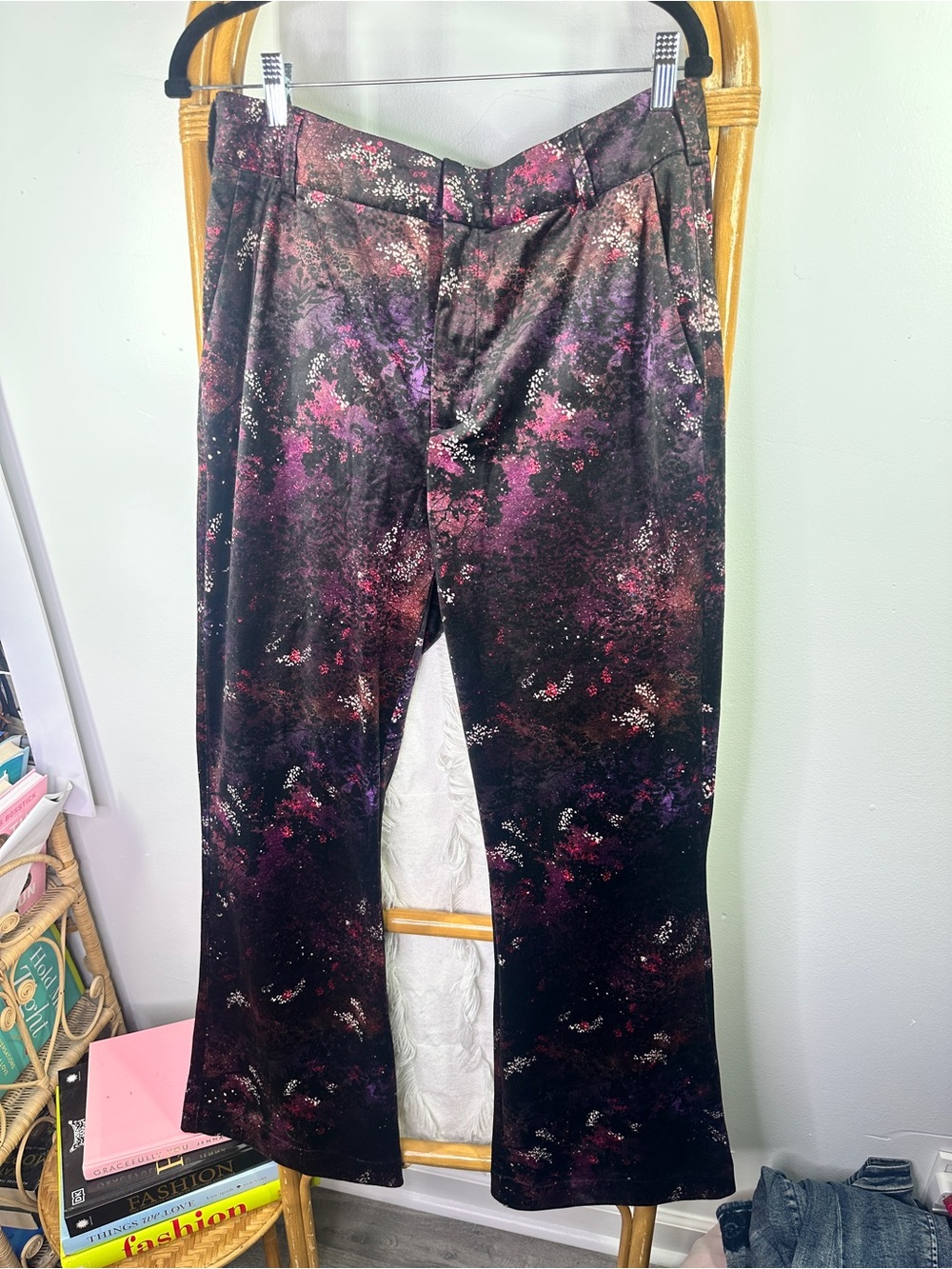 Anthropologie Scotch & Soda Velvet Purple Flare Pants sz 31